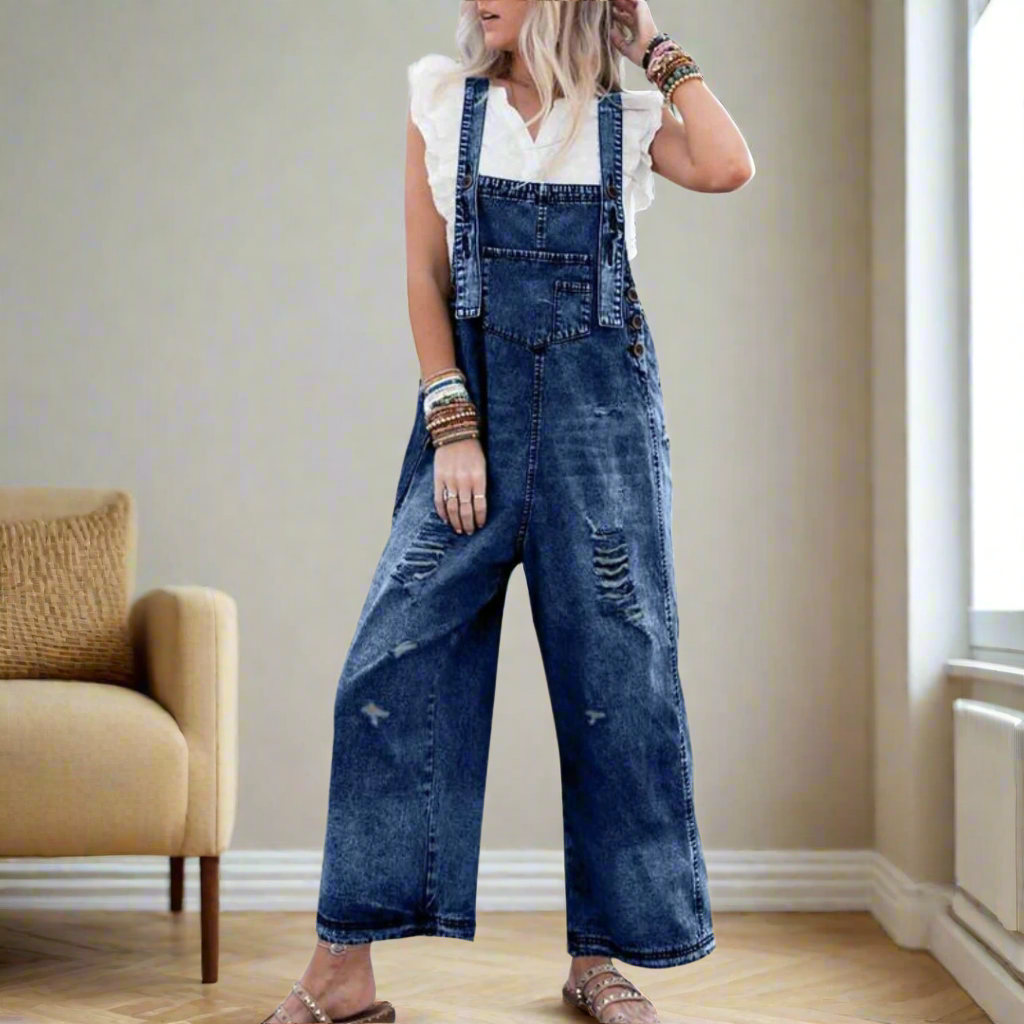 Vintage-Wash Jumpsuit mit verstellbarer Passform