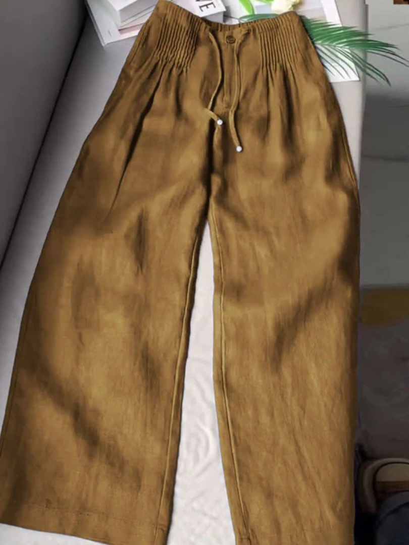 Effortless Relaxed Fit Wide-Leg Trousers - Khaki - Pants - Concept Fashionlab