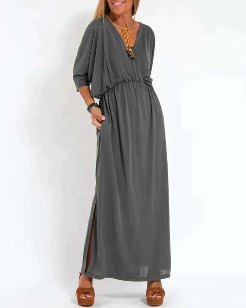Adele – Vintage-Maxikleid - Grau - - Cow Clothing
