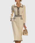 Damen Figurbetontes Midikleid mit Knopfdetails