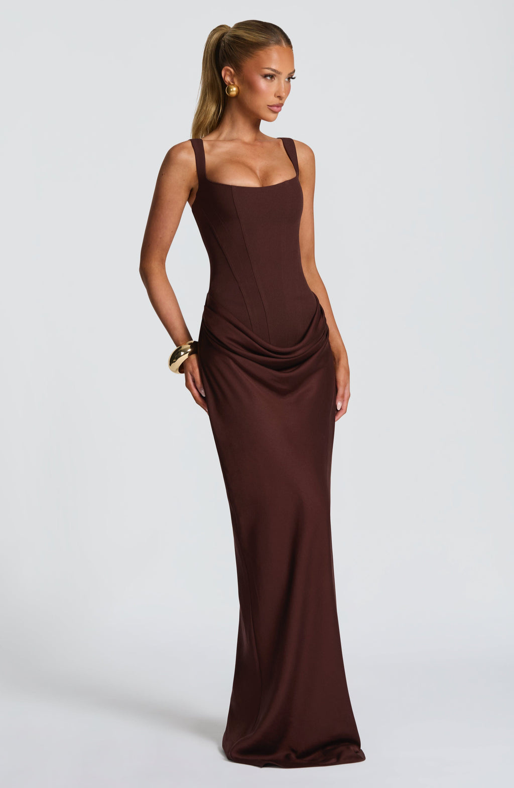 Hourglass Maxi Kleid — Skulpturierte Silhouette, Müheloser Stil - - Maxi Dress - Concept Fashionlab