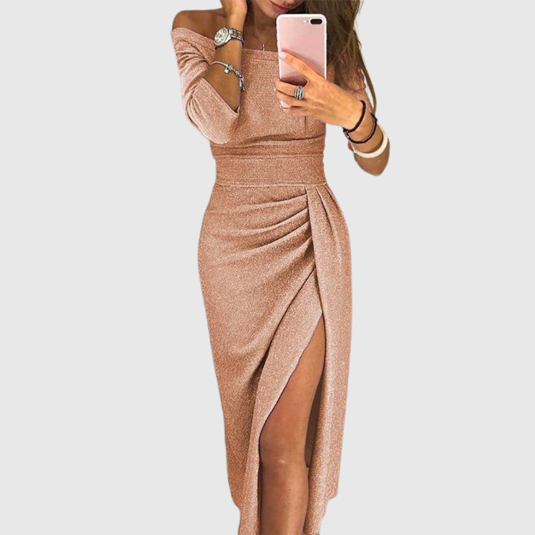 Stella™ | Neckholder Maxikleid - Champagner - - Cow Clothing
