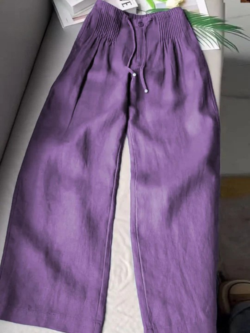 Effortless Relaxed Fit Wide-Leg Trousers - Purple - Pants - Concept Fashionlab