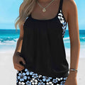 Damen Isabella Tankini-Set mit blauem Blumenmuster – elegantes
