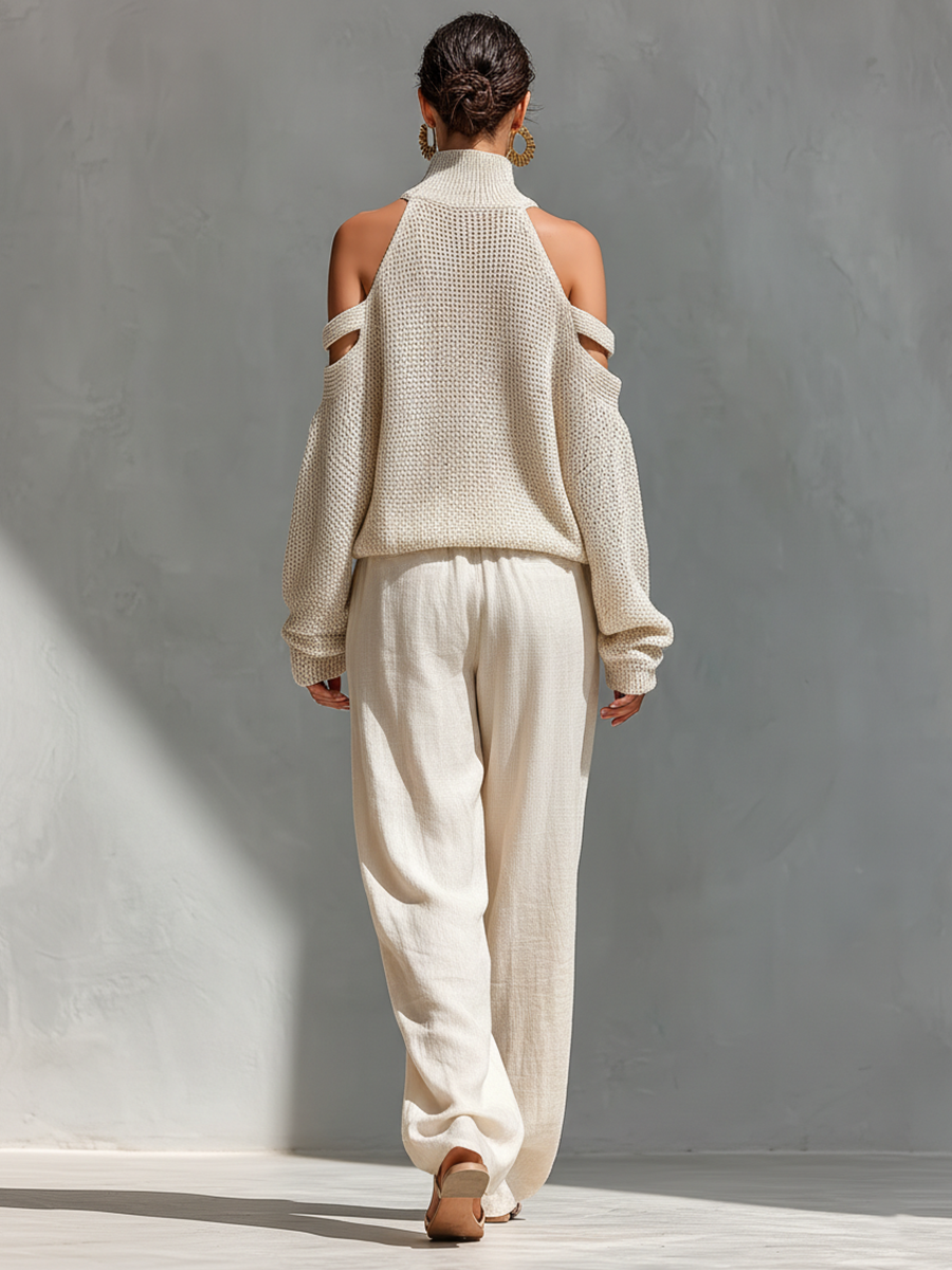 Liora | Gestricktes Cold-Shoulder-Set - - Set - Cow Clothing