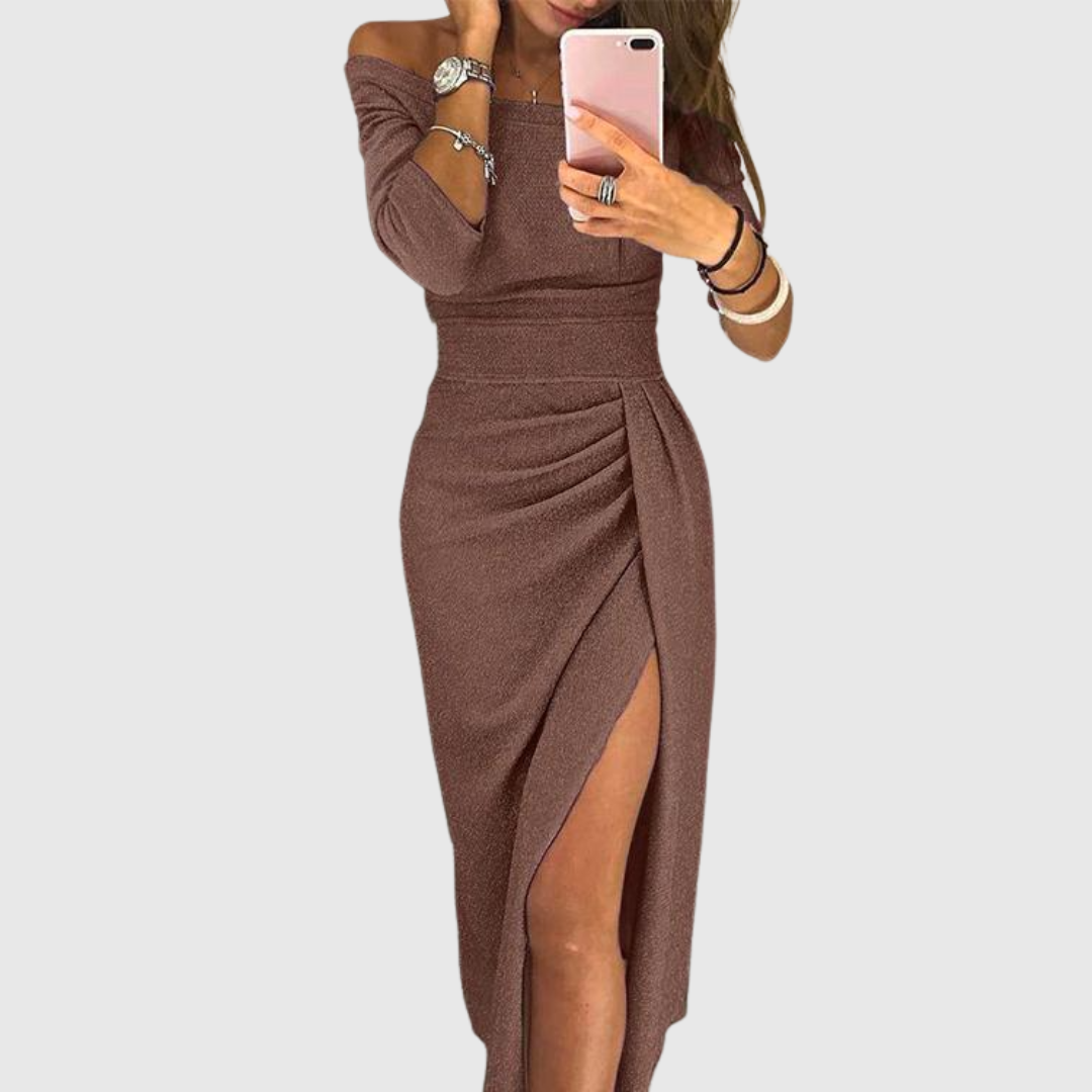 Stella™ | Neckholder Maxikleid - Braun - - Cow Clothing