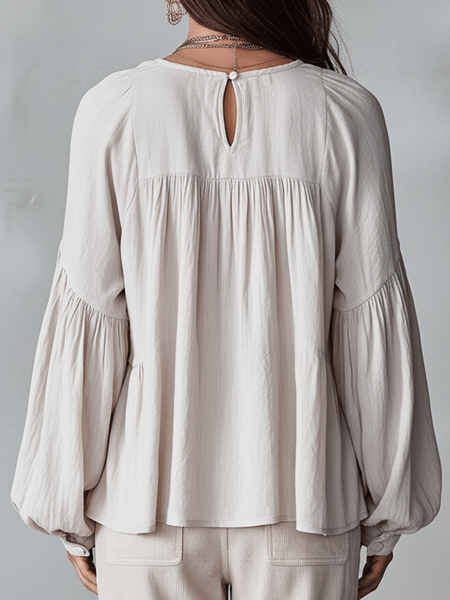 Damen Luftige, vintage-inspirierte Boho-Bluse mit weichen Rüschen - - Damen > Blusen - Concept Fashionlab