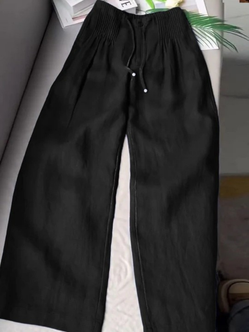 Effortless Relaxed Fit Wide-Leg Trousers - Black - Pants - Concept Fashionlab