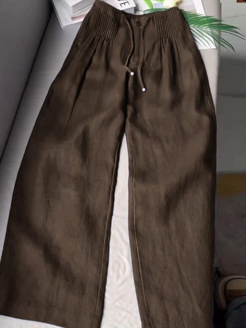 Effortless Relaxed Fit Wide-Leg Trousers - Coffee Brown - Pants - Concept Fashionlab