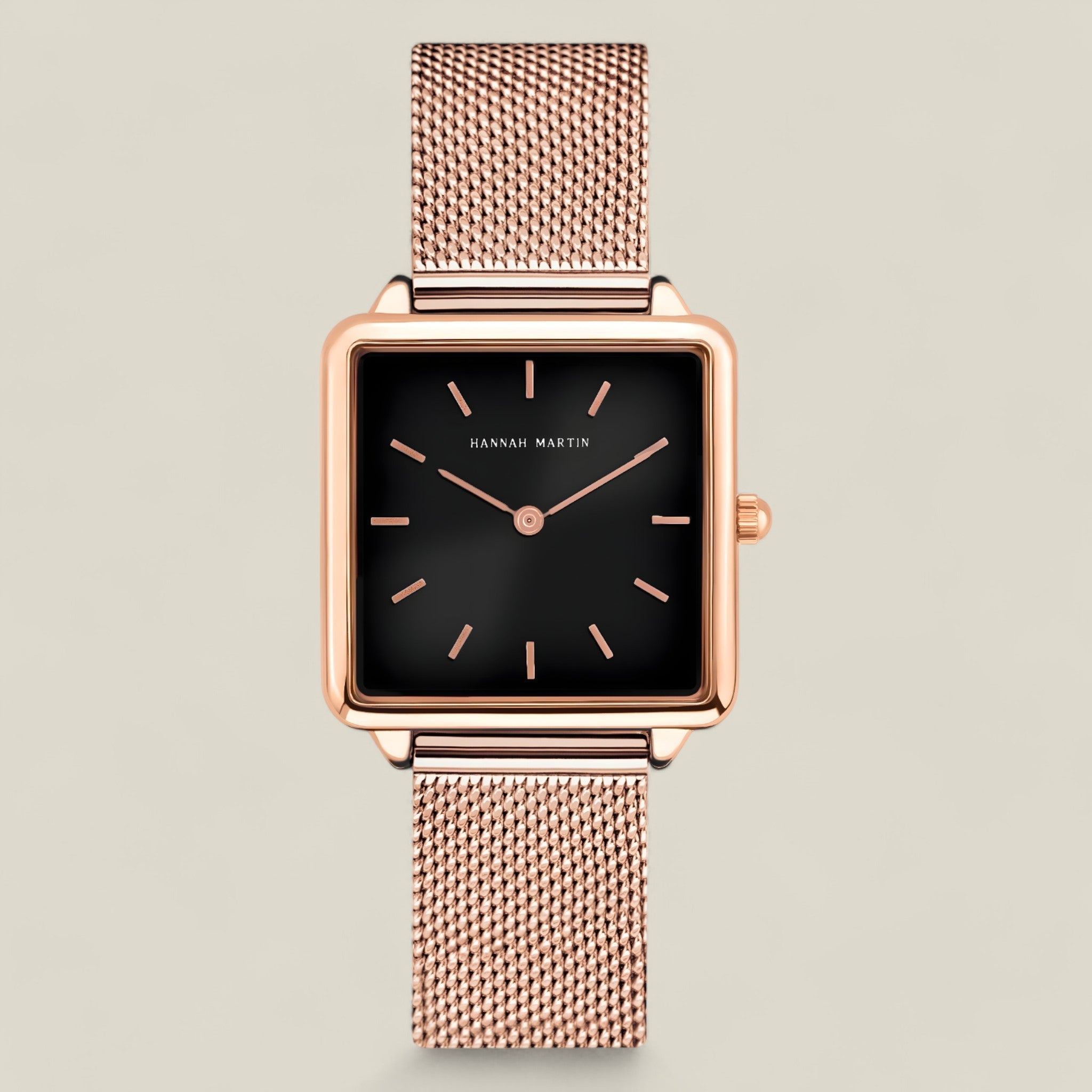 Ava | Quadratische Uhr aus roségold - Trendiges Mesh-Armband - Roségold - - Concept Fashionlab