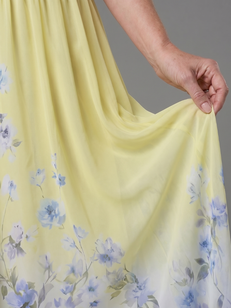 Clarissa | Ärmelloses Midikleid mit V-Ausschnitt und weichem Blumensaum - - - DUUWE