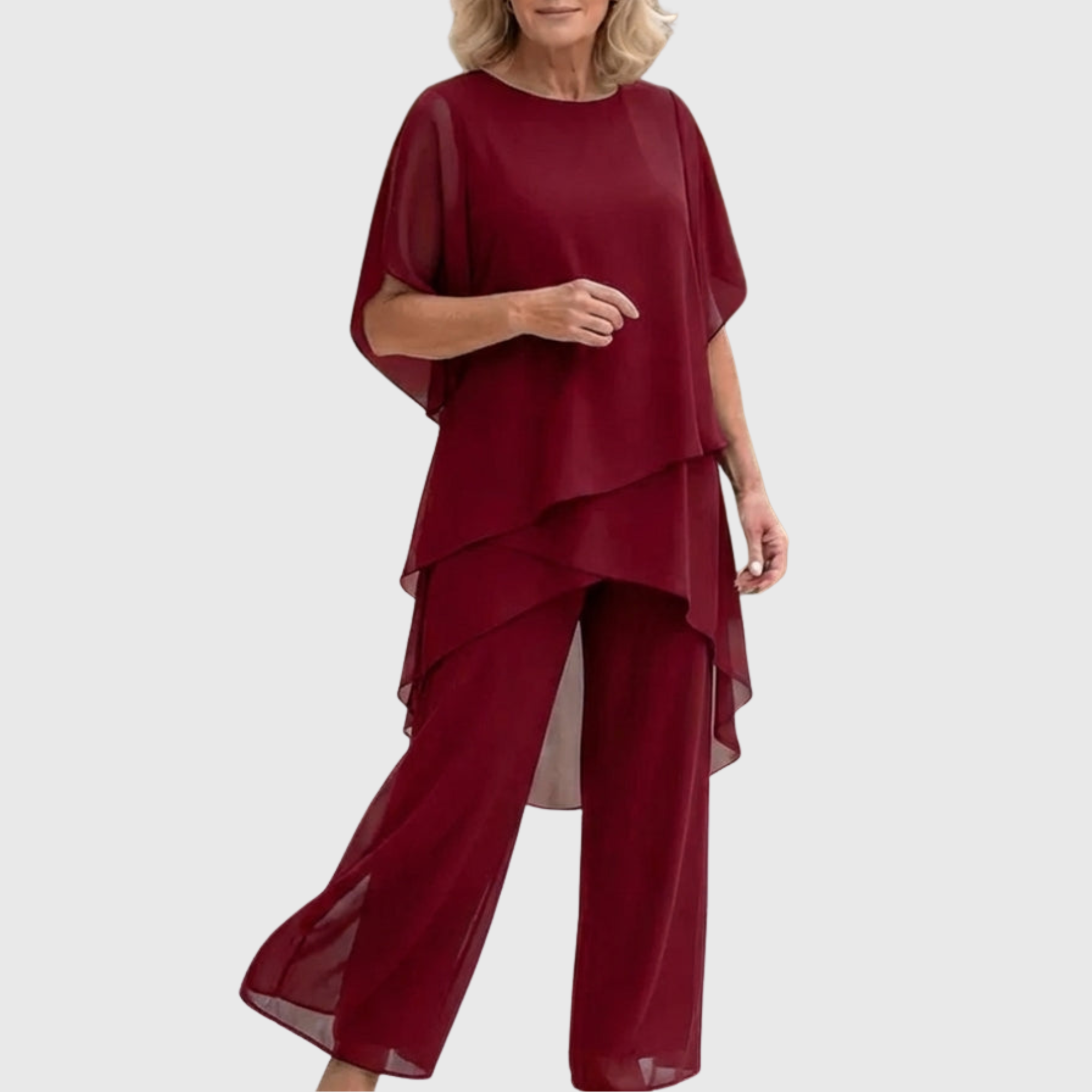 ELARA | Fließendes Palazzo-Set für eleganten Komfort und Stil - Rot - - Madison Boutique Savannah