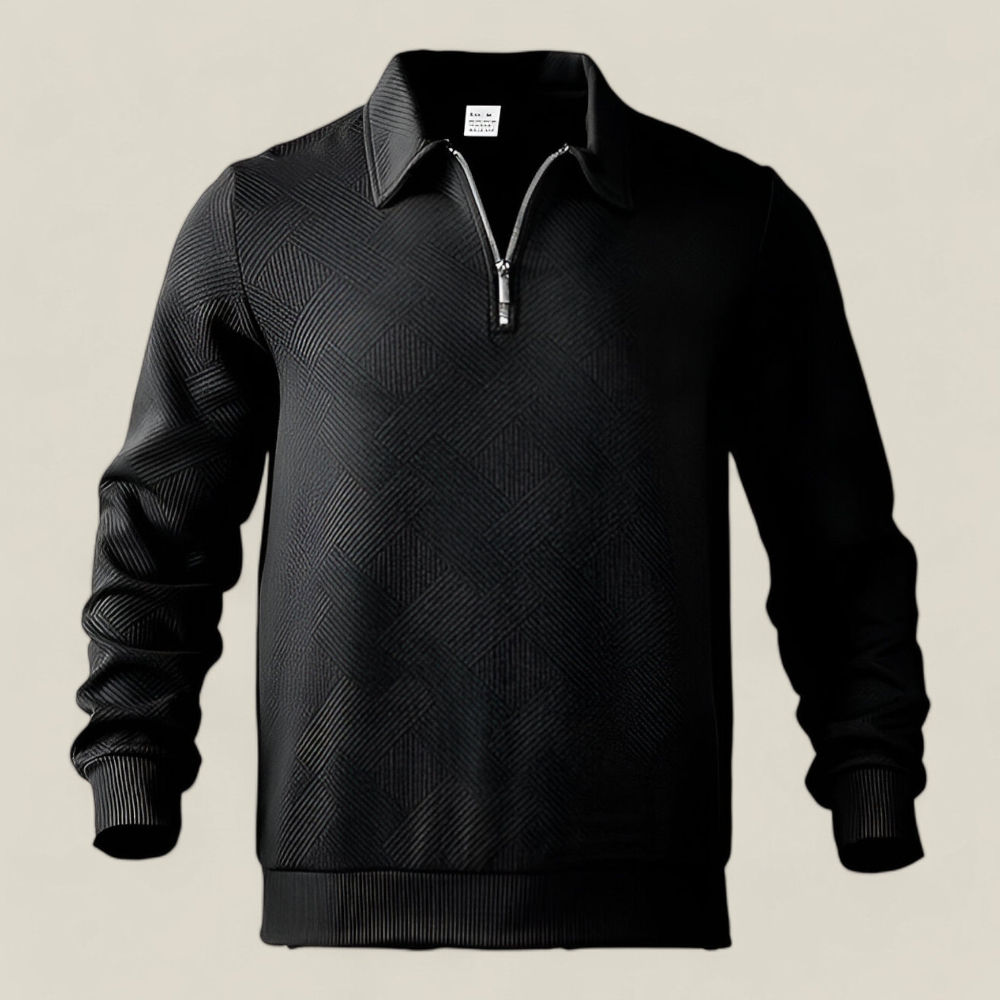 Max | Herren Pull Henley mit Muster – Komfort Herbst/Winter - Schwarz - - Concept Fashionlab