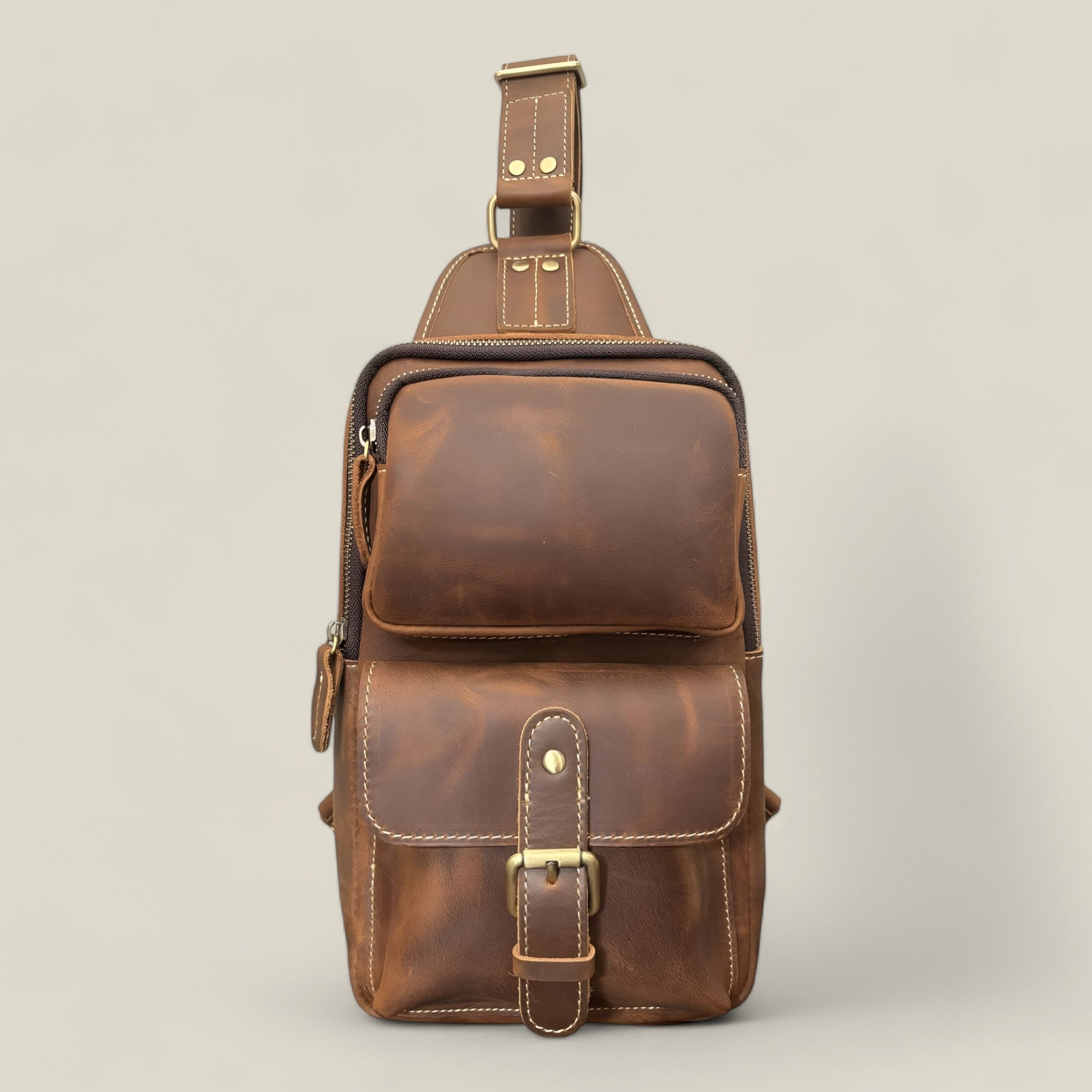 Arthur | Brusttasche - Vintage-Stil - Kaffee - - Concept Fashionlab