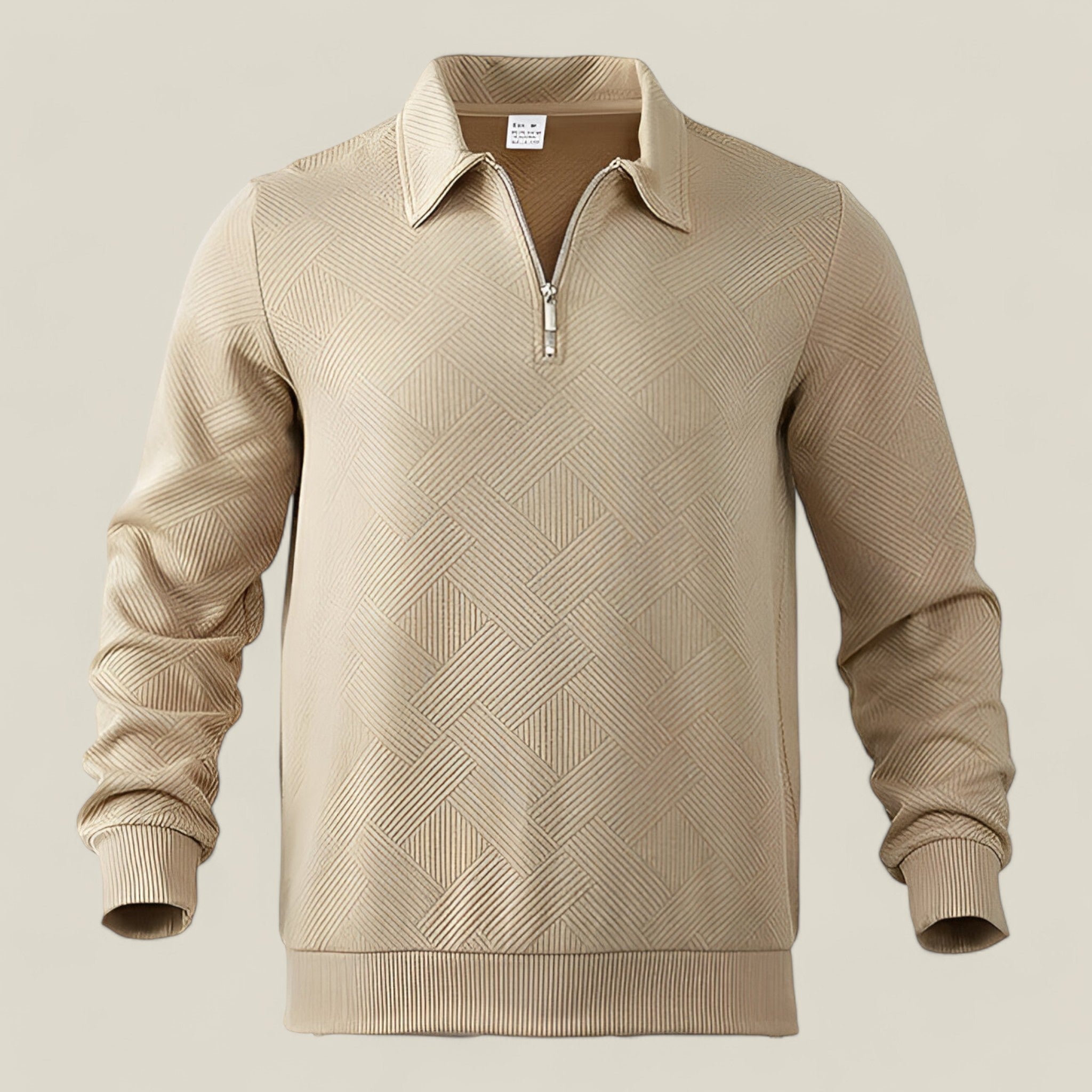 Max | Herren Pull Henley mit Muster – Komfort Herbst/Winter - Kaki - - Concept Fashionlab