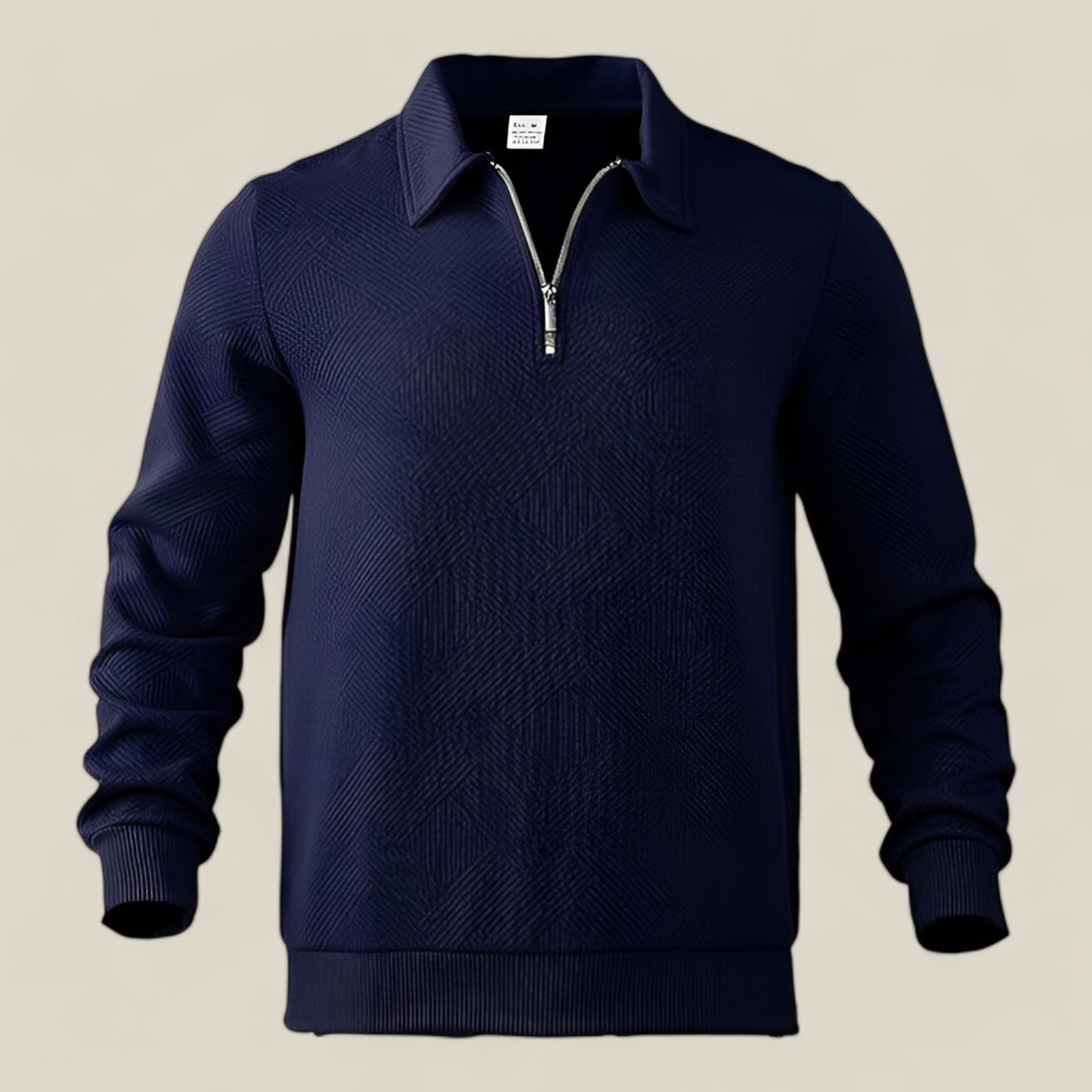 Max | Herren Pull Henley mit Muster – Komfort Herbst/Winter - Marineblau - - Concept Fashionlab