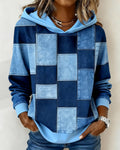 Schicker Hoodie mit kariertem Muster und langen Ärmeln Damen