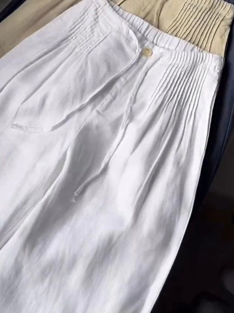 Effortless Relaxed Fit Wide-Leg Trousers - White - Pants - Concept Fashionlab