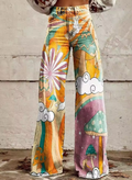 Mutige psychedelische Pilz-Print Denim-Jeans
