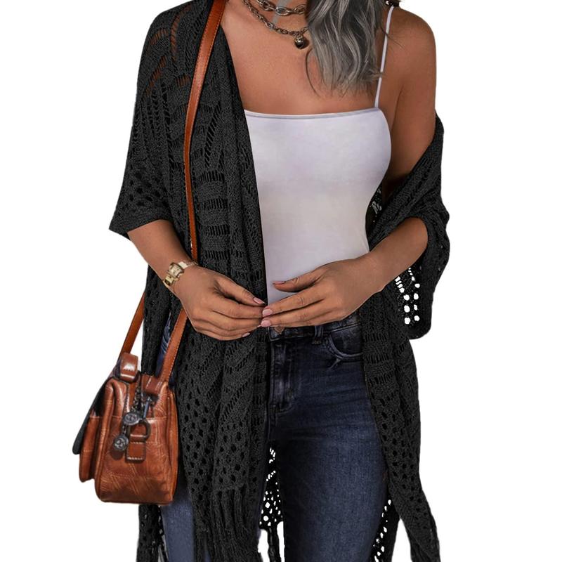 Cozy Summer Hollow-Out Tassel Outerwear - Black One Size - Outerwear - Concept Fashionlab
