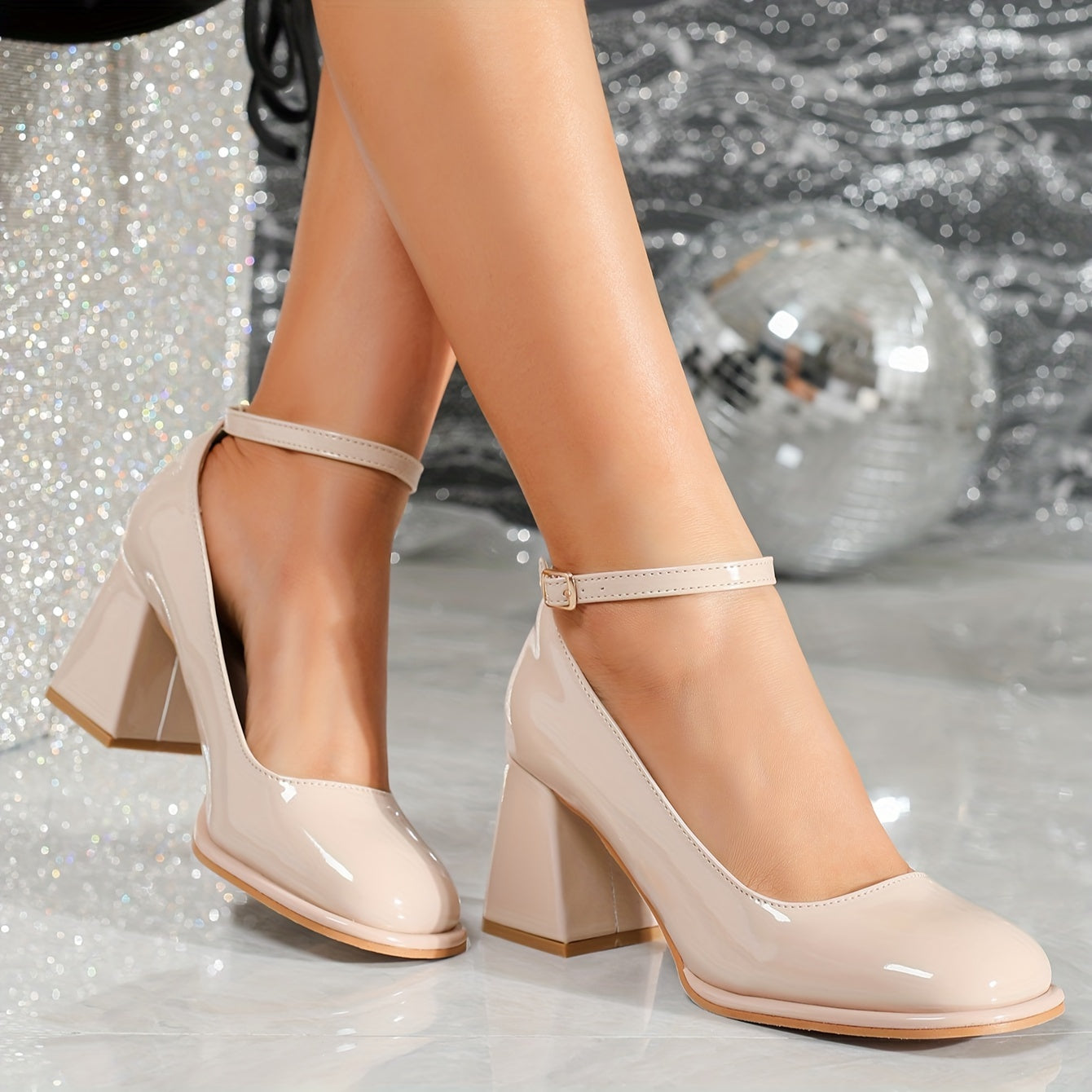 Damen Celeste Patentleder-Riemchenpumps – Schlanker, glänzender - - Damen > Sandalen > Absatz - Concept Fashionlab