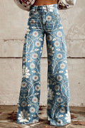Elegante Hose mit weitem Bein und floralem Muster für mühelosen Stil Damen