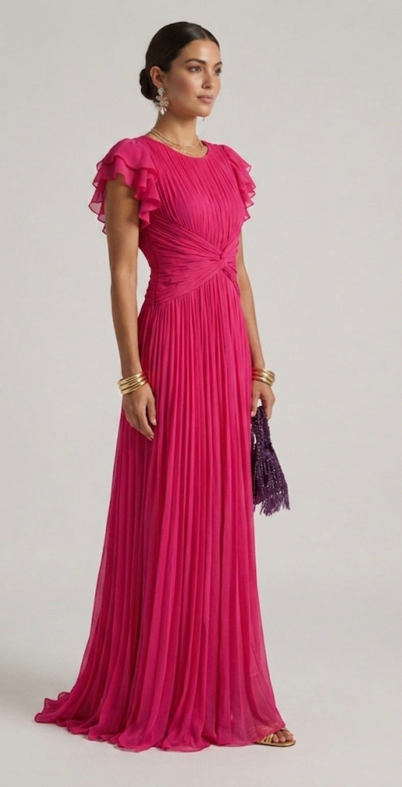 Plissiertes Abendkleid - Grün - Invitato al matrimonio - DUUWE