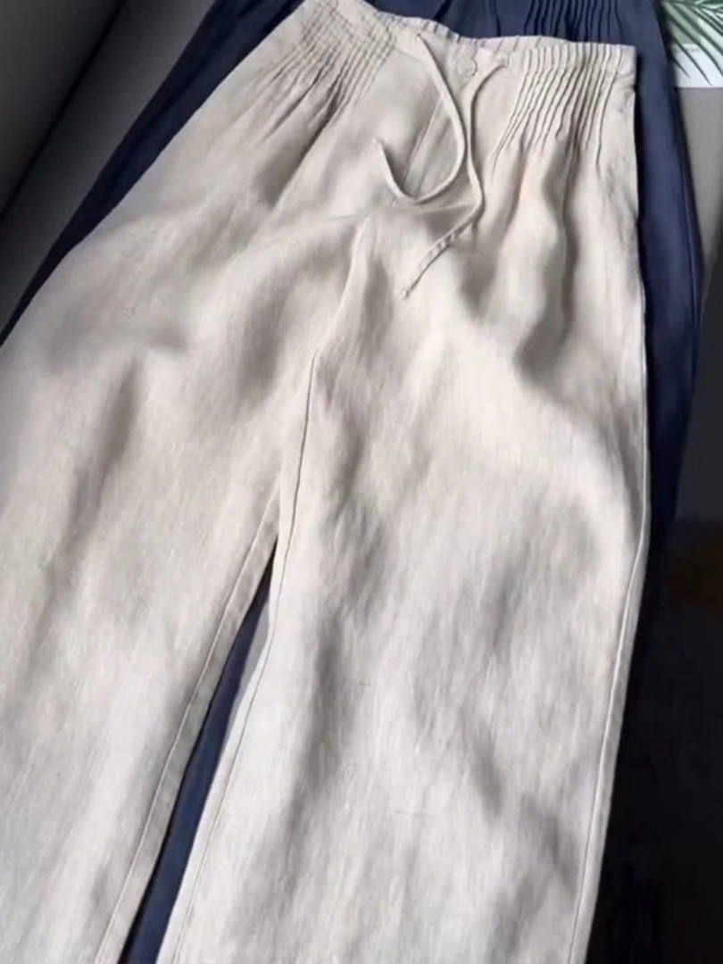Effortless Relaxed Fit Wide-Leg Trousers - Apricot - Pants - Concept Fashionlab