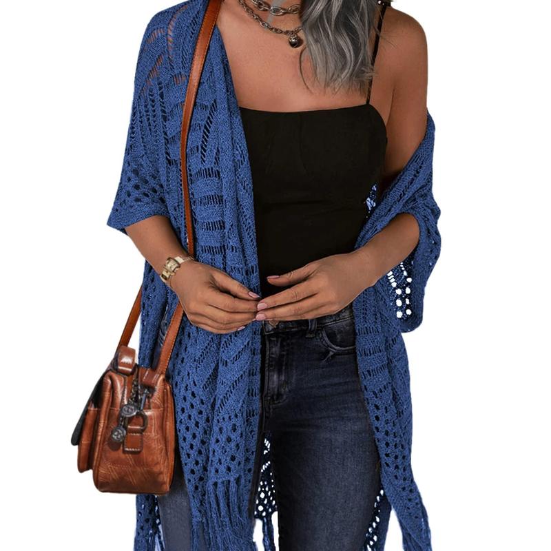 Cozy Summer Hollow-Out Tassel Outerwear - Blue One Size - Outerwear - Concept Fashionlab