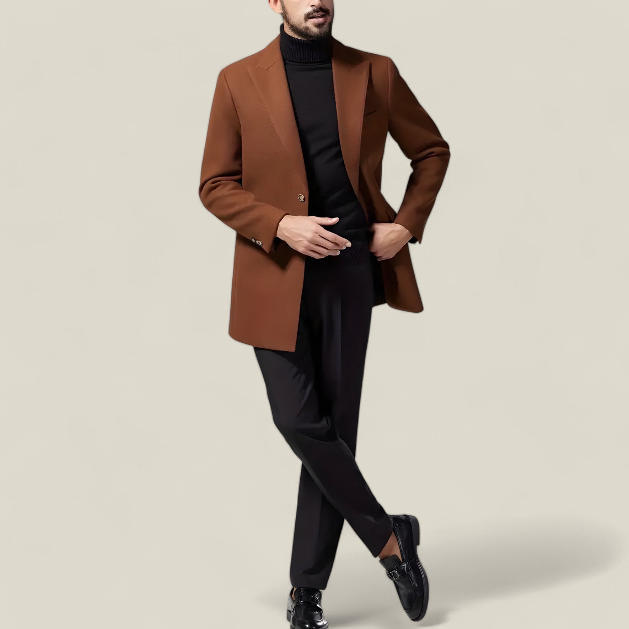 Adrian | Eleganter Mantel für Herren – Vintage-Stil mit Knöpfen - - - Concept Fashionlab