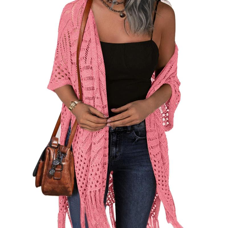 Cozy Summer Hollow-Out Tassel Outerwear - Pink One Size - Outerwear - Concept Fashionlab