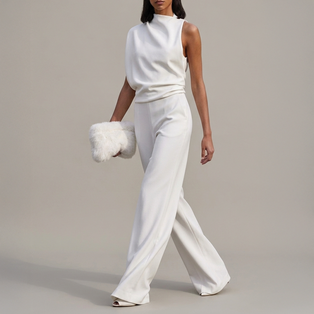 Clara - Eleganter ärmelloser Jumpsuit - Weiß - Jumpsuit - Concept Fashionlab Boutique