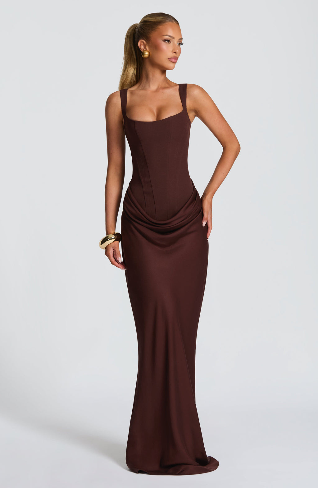 Hourglass Maxi Kleid — Skulpturierte Silhouette, Müheloser Stil - - Maxi Dress - Concept Fashionlab