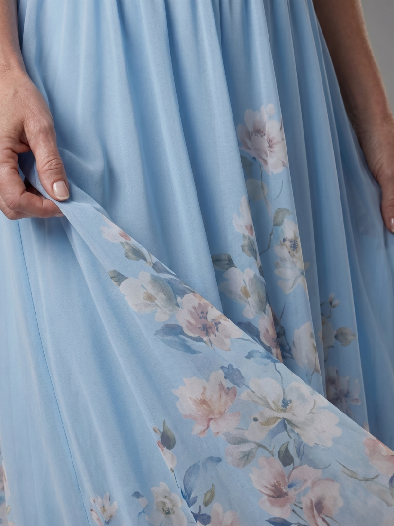Clarissa | Ärmelloses Midikleid mit V-Ausschnitt und weichem Blumensaum - - - DUUWE
