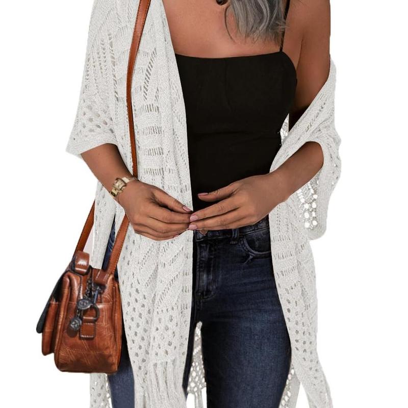 Cozy Summer Hollow-Out Tassel Outerwear - White One Size - Outerwear - Concept Fashionlab