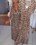 Schickes Kleid mit Leopardenmuster und schmeichelhaftem V-Ausschnitt Damen