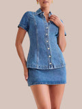 Marvelle Denim-Knopfleistenrock-Set