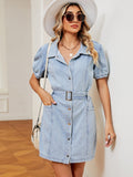 Damen Sophia Denim-Midikleid mit Gürtel