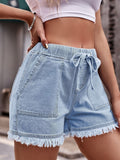 Ellie Jeansshorts mit hohem Bund und Kordelzug aus Denim