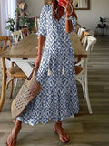 Sophia Boho Vintage V-Ausschnitt Sommerkleid – Müheloser, fließender Stil für Sommertage
