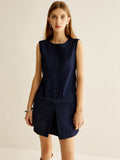 Damen Ella Denim-Kleid mit Rundhalsausschnitt und ohne Ärmel