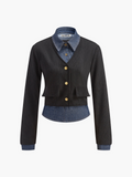 Vielseitige 2-in-1-Denim-Panel-Polo-Bluse