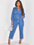 Abigail Denim Gürtel-Jumpsuit