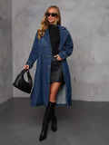 Damen Tahlia doppelreihiger Denim-Trenchcoat