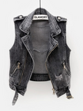 rubinrote Denim-Weste