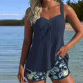 Damen Gestreifter Tankini mit zweigeteiltem Strandunterteil
