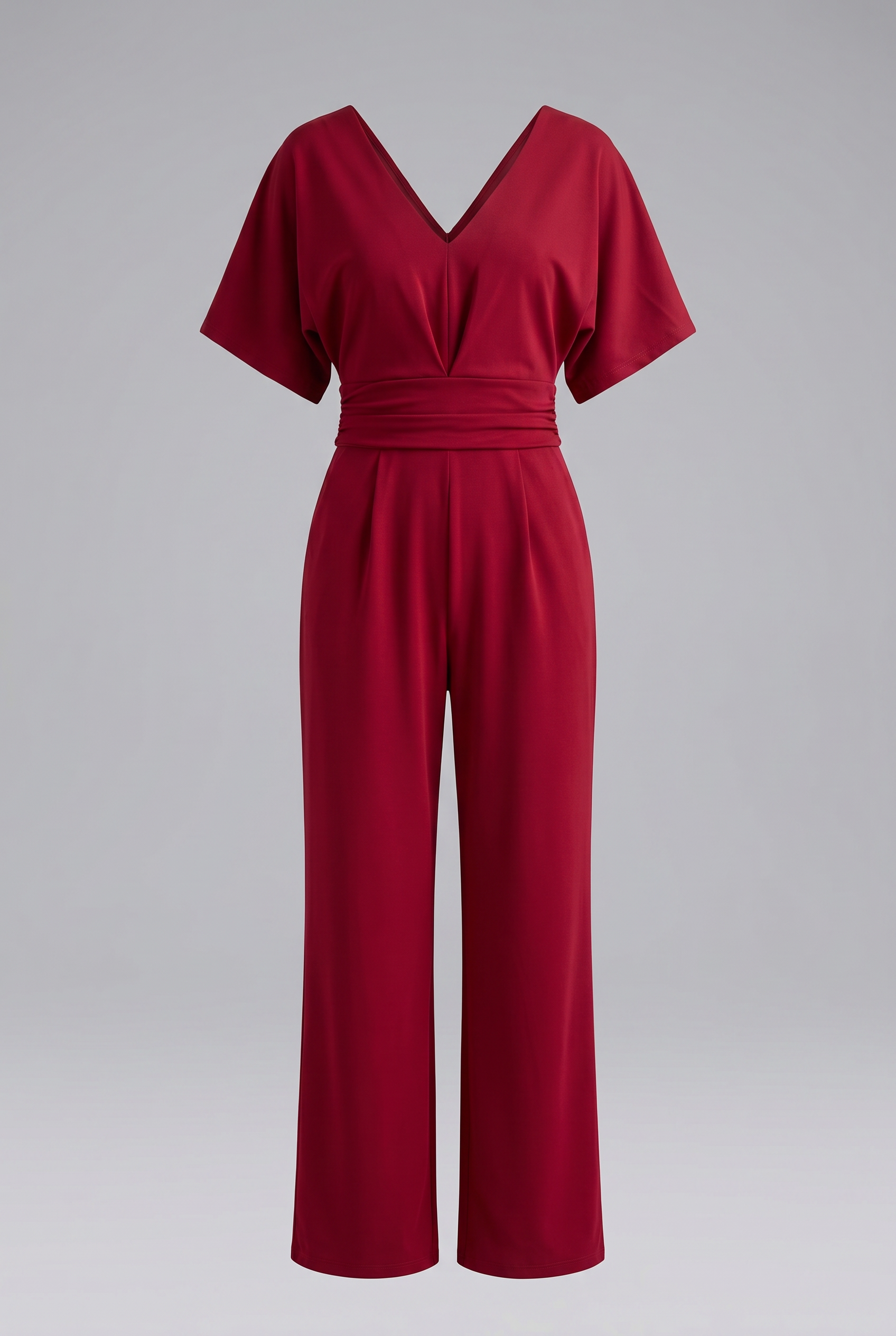 Lena - Eleganter V-Ausschnitt-Jumpsuit - Weinrot - Jumpsuit - Concept Fashionlab Boutique