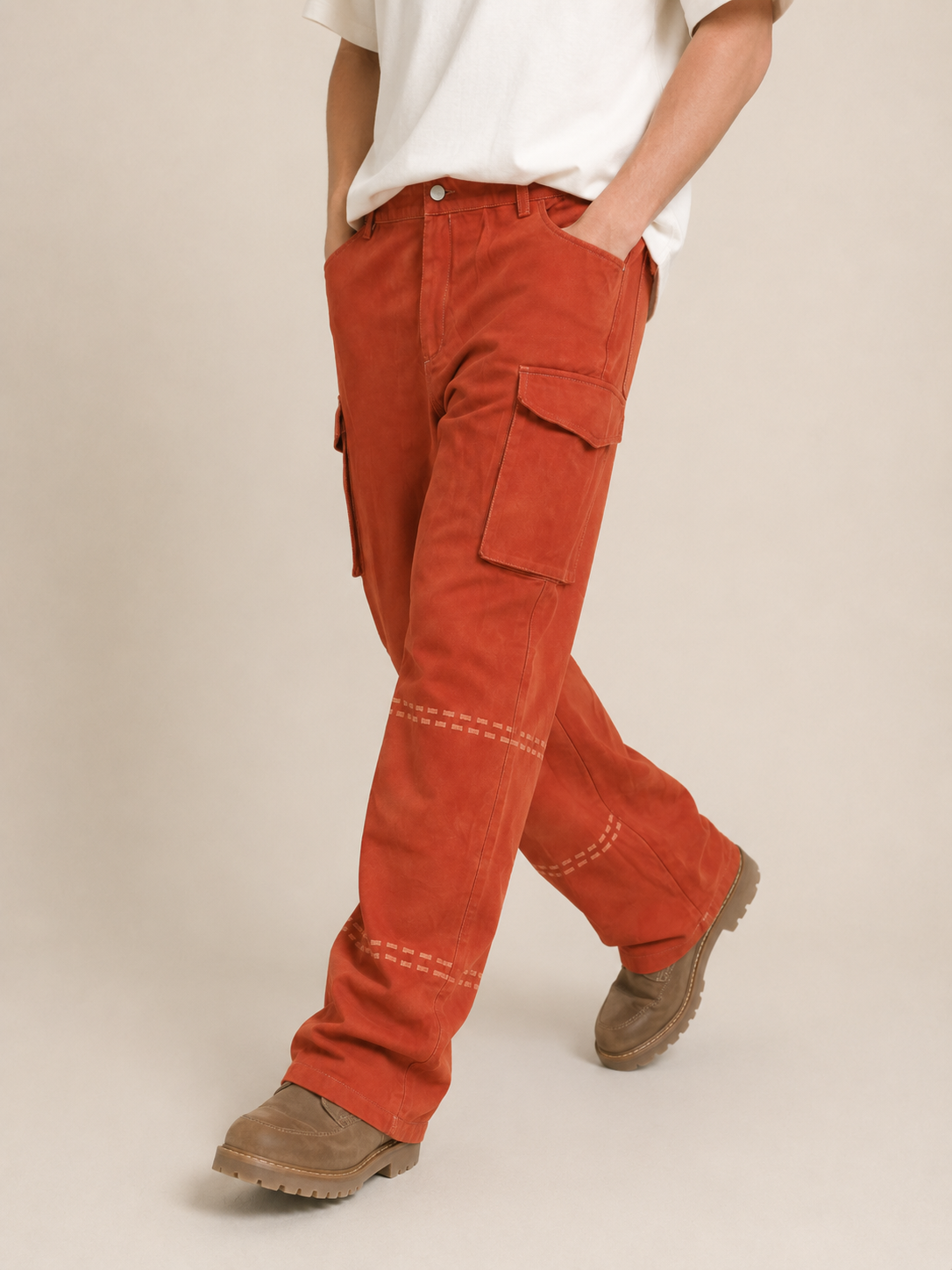 Cargo-Hose mit 3D-Druck und weitem Bein - - Pants - Concept Fashionlab