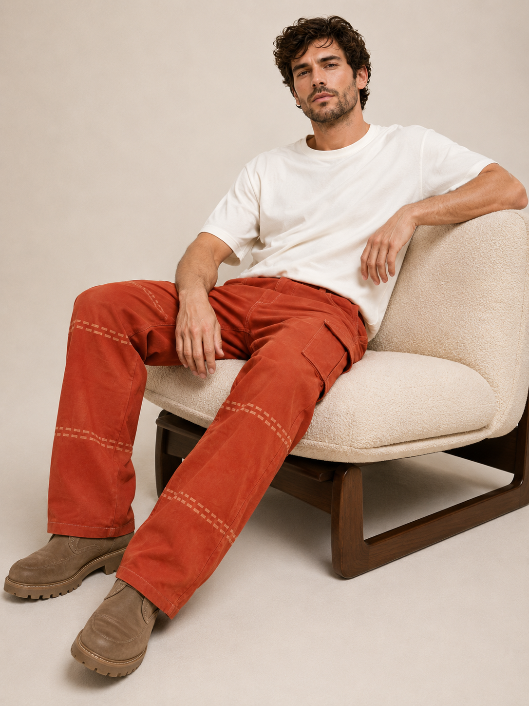 Cargo-Hose mit 3D-Druck und weitem Bein - - Pants - Concept Fashionlab