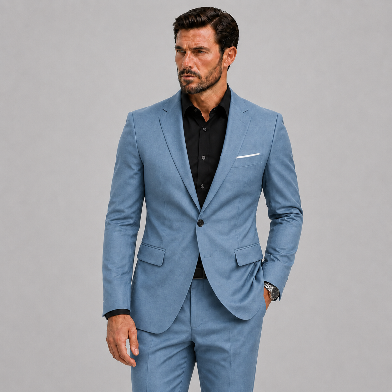 Eleganter Herren Slim-Fit Anzug für festliche Anlässe & Hochzeiten - Lichtblauw - Pakken - Lunelle